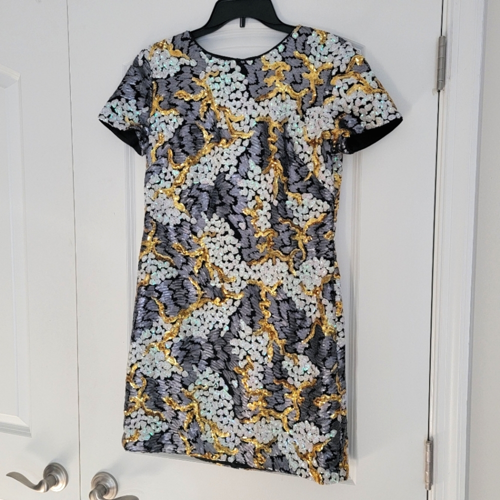 Dress the Population Gold and Silver Mini Dress